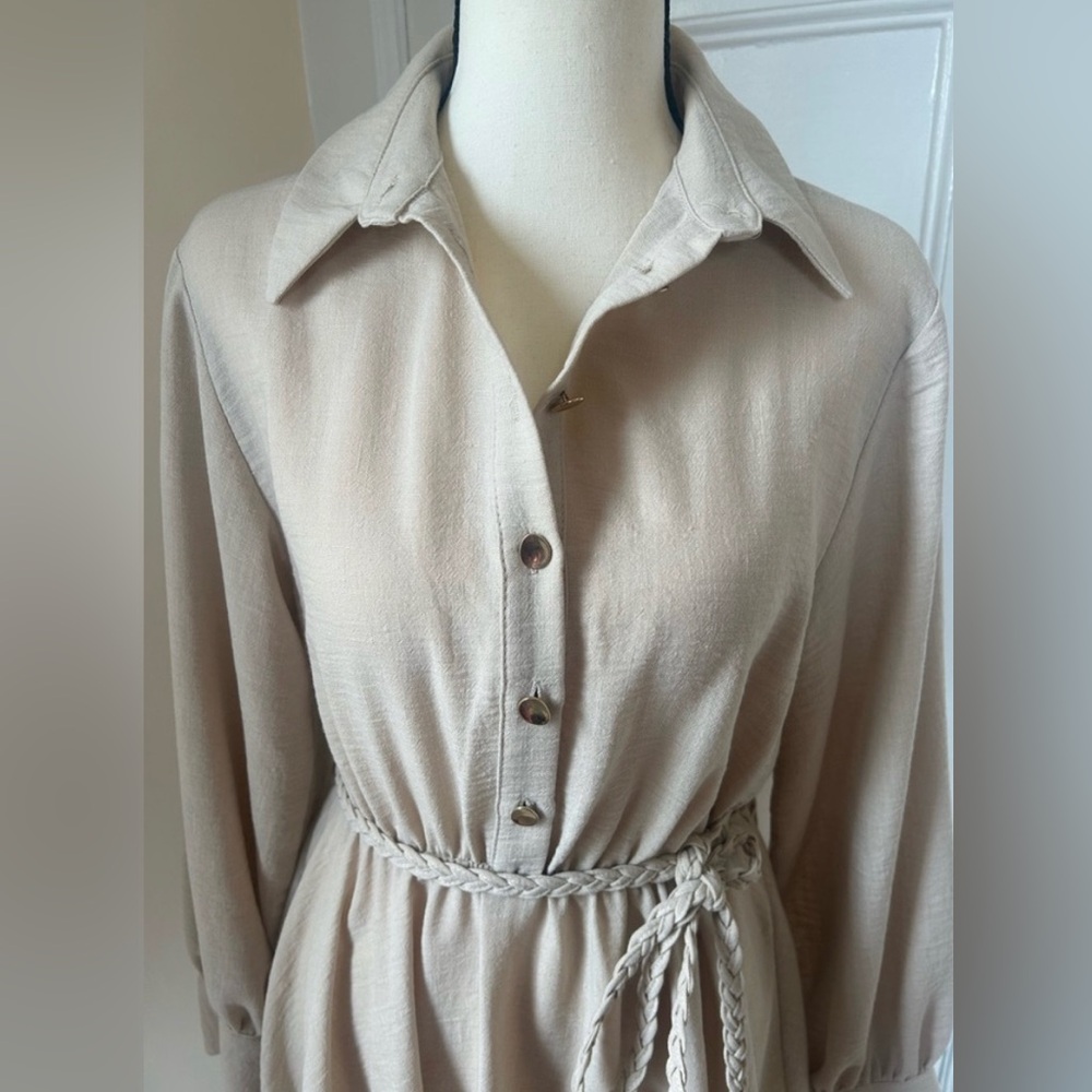 Zara Shirt Dress with Braided Belt NWT